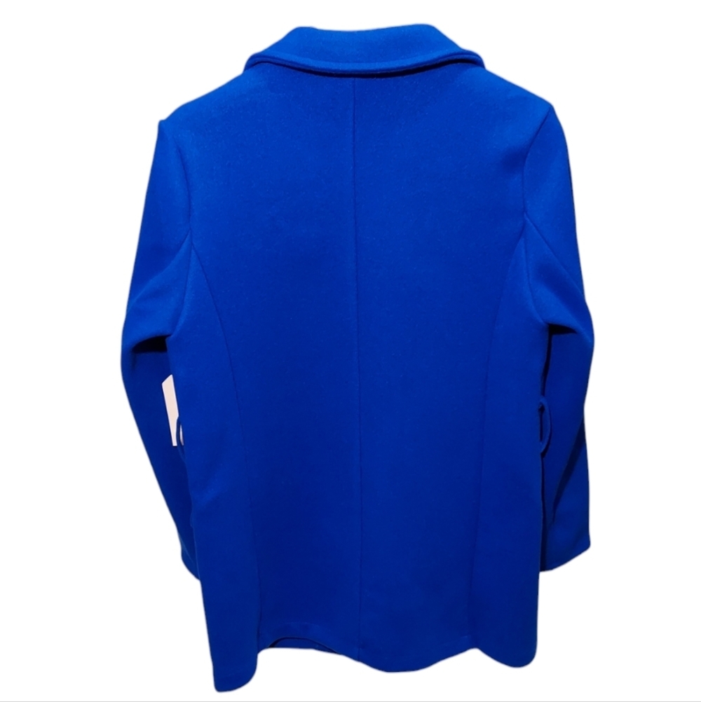 Women’s Jacket Belted Blazer Size S. M. L. Royal Blue Side Pockets Polyester New - Picture 14 of 15